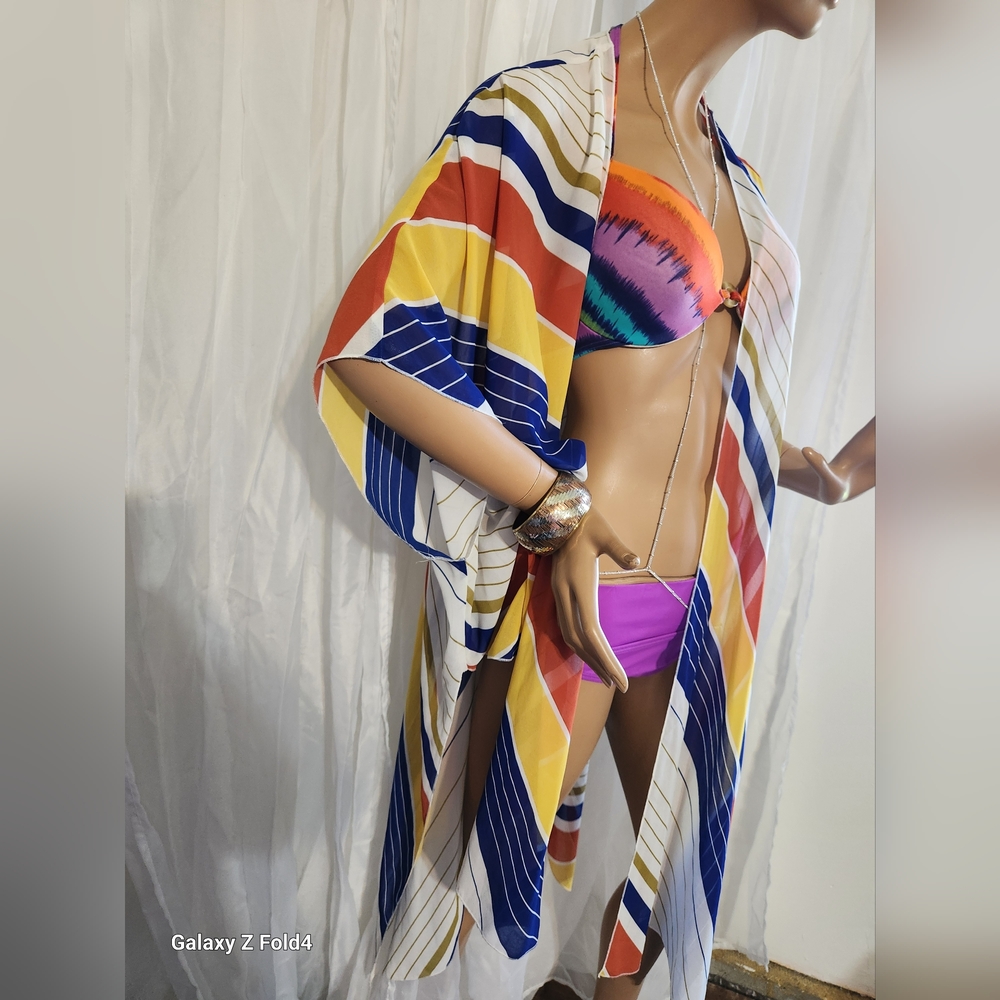 Forever 21 Colorful Striped Kimono Sz XS
